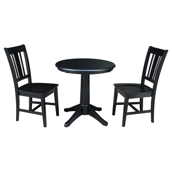 International Concepts Round 30 in Round Top Pedestal Table, with 2 San Remo Chairs, Black, 30 in W, 30 in L, 29.9 in H K46-30RT-27B-C10-2 - main